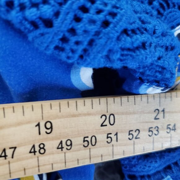 Crown & Ivy Top Women PXL Blue Floral Embroidered Long Sleeve Boho Blouse - Picture 6 of 8